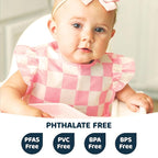 Tiny Twinkle Mess Proof Baby Bibs for Eating - Waterproof, Wipeable Bibs - Toddler Bibs - Travel Friendly - PFAS, PVC, BPA, Phthalate Free - Baby Food Bibs(3 Pack,Checkers Girl)