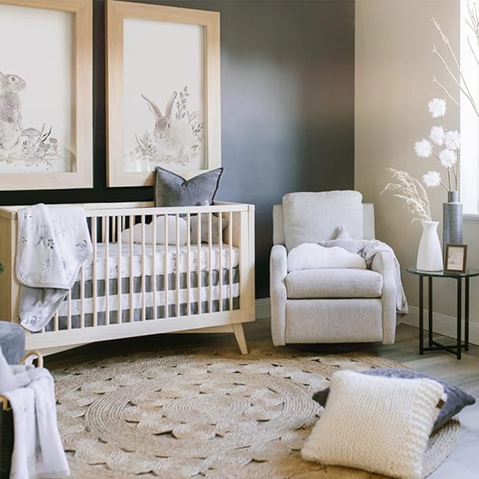 Oilo Crib Sheet, Breathable, Fitted, Turkish Cotton Jersey, 300 Thread Count, Machine Washable, Fits Standard Crib (28" x 52" x 6"), Toddler Bedding, Girl, Boy, & Neutral Design, Cottontail Bunny