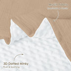 Baby Blankets for Boys Girls, Soft Nursery Minky Blankets with Muslin and Dotted Fleece Back 30x40 inches, Receiving Bed Quilt for Newborn, Infants, Toddlers (Brown)