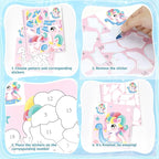 PERRYHOME 3PCS Sticker by Number Paint Books for Girls Ages 4-8, Unicorn Mermaid Frozen Themes Sticker Activity Books, Girls Crafts Party Birthday Christmas Gifts Toys