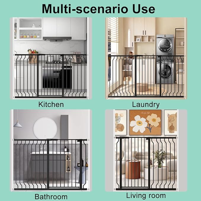 ALLAIBB White 40.55" Extra Tall Wide 29.92-62.60" Baby Gate Pressure Mounted Walk Through Child Kids Safety Toddler Tension Pet Dog Gates with Extension for Doorways Kitchen