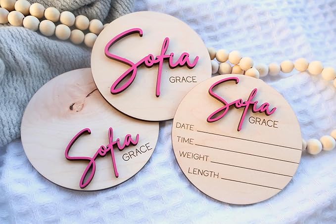 Personalized Birth Announcement Sign, 3D Birth Stat Sign, Newborn Announcement Sign for Hospital, Pregnancy Announcement Photo Prop, Gender Reveal, Birth Footprint (Stat + Footprint + Name Sign)