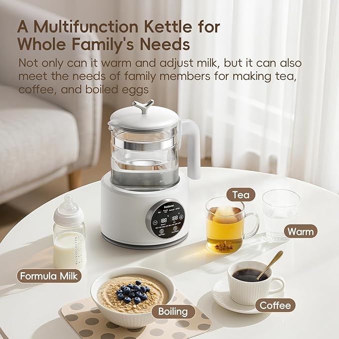 Baby Bottle Warmer, Baby Milk Warmer Glass Electric Kettle Boil, Formula Maker with Night Light, Accurate Temperature Control for Formula, Water Warmer instantly Low Noise Breastmilk,Boil Coffee,Tea