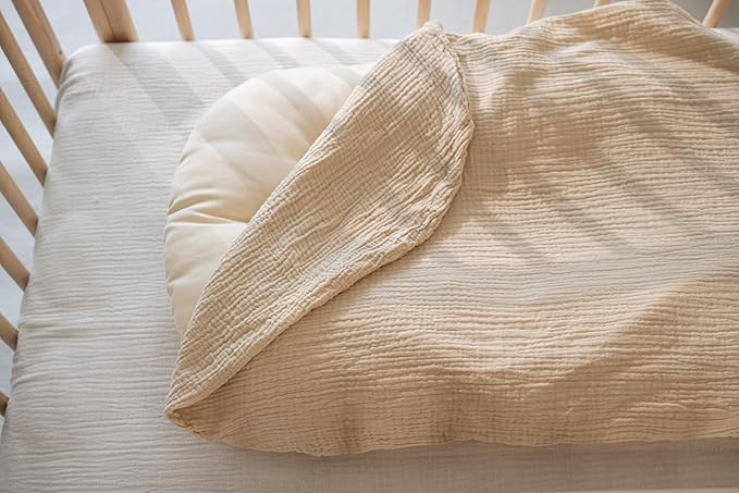 Little Jump Organic Cotton Muslin Baby Lounger Covers, 2 Pack, Soft Removable Slipcovers for Newborn Infant Lounger, for Girls Boys, Coffee Checkered (Teddey Bears & Kakhi)