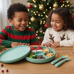 TalkTools Bitsy Silicone Baby Suction Plate with Locking Lid – Divided Plate for Toddlers Learning to Self-Feed – Non-Slip, BPA-Free, Microwave + Dishwasher Safe Baby Mealtime Plate (Sage)