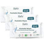 Naty Flushable Toddler & Baby Wet Wipes | Plant-Based, Water-Based for Sensitive Skin | Natural & Unscented Potty Training Wipes | Water-Degradable, Plastic-Free, Fragrance-Free | 168 Count (3 Packs)