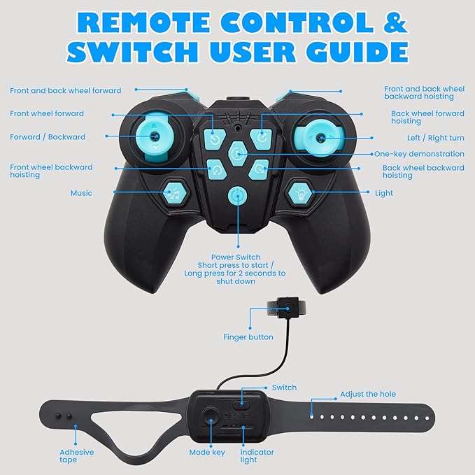 Robot Dog RC Stunt Car Toys - Gesture Sensing Remote Control car with Mecanum Wheels, LED Eyes, 3 Sound Effects, Birthday Gift for Kids Boys Girls