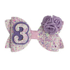Birthday Hair Bow for Baby Girls 1 2 3 4 5 6 Years Sprinkle Decorations Party Hair Accessories for Three 3rd Birthday Purple Rose