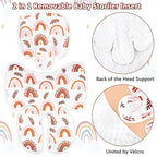 Pea Pod Baby Car Seat Head Support for Newborn, 2 in 1 Infant Car Seat Head Support for Boys Girls Extra Soft Breathable Baby Car Seat Cushion Insert for Strollers, Swings, and Bouncers, Boho Rainbow