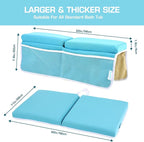 Bath Kneeler and Elbow Rest Pad, Thick Quick Dry Kneeling Mat, Large Bathtub Pad with Toy Organizer for Baby Bathing (Blue)