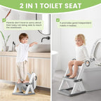 Frog Toilet Seat, Potty Training Toilet Seat for Toddler, Upgrade Potty Training 2 in 1 Toddler Toilet Seat for Boys Girls,Waterproof Soft Mat Non-slip Step Stool