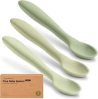 KeaBabies Silicone Baby Spoons, Self Feeding 6-12 months - 3-Pack Baby Weaning Eating Utensils, Toddler First Food Training Spoon, Infant, Kids Feeding Supplies Essential Set, Dishwasher-safe (Sage)