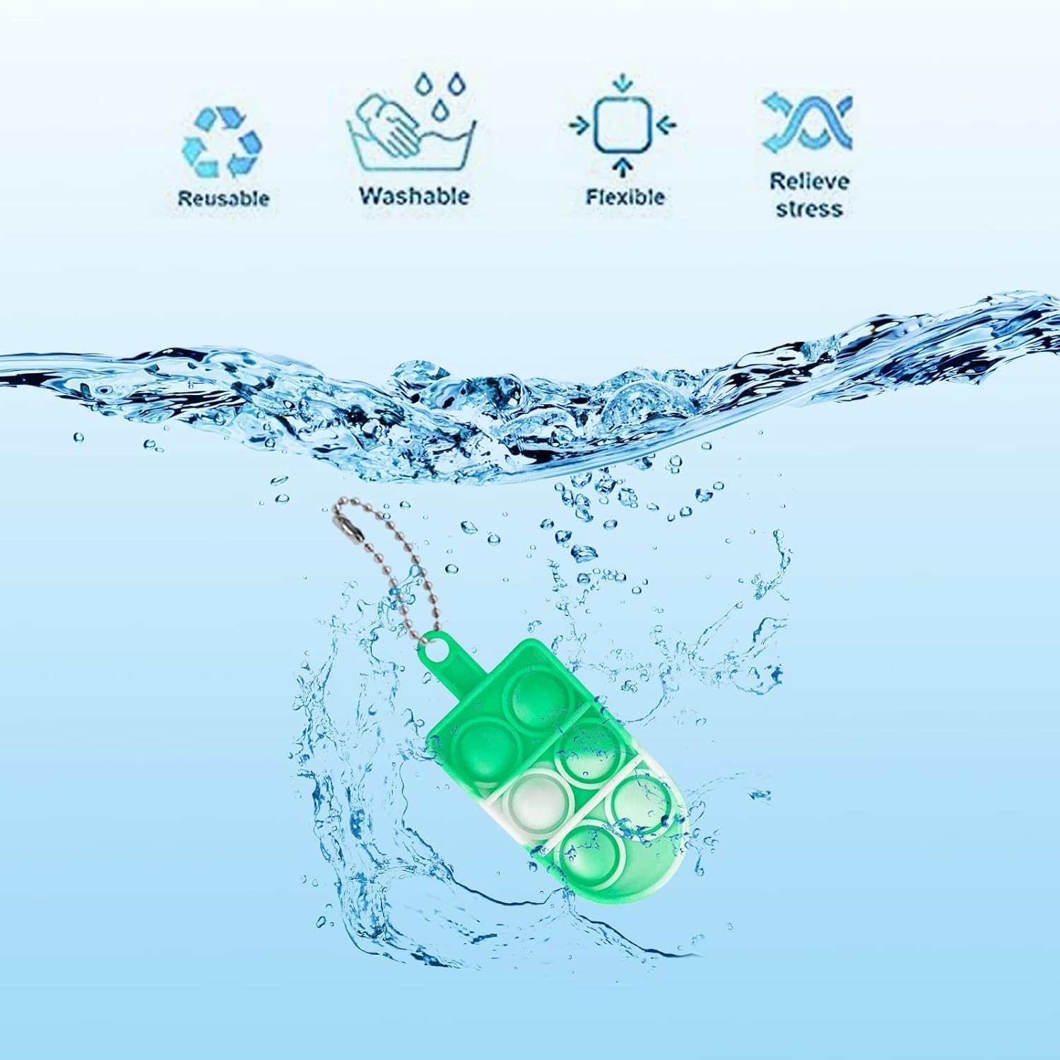 30pcs Ice Cream Mini Pop Keychain Fidget Toys, Mini Pop Bubble Fidget Toy,Silicone Mini Pop Toys Fidget Keychain Relieve Anxiety Stress Fidget Toy