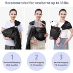 Water Ring Sling Baby Carrier, Adjustable Lightweight Breathable Newborn Carrier Sling for Summer, Swimming, Pool, Beach, Front Chest Mesh Infant Wrap Carrier for Baby Gift（Black）
