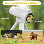 Kids Monocular for Bird Watching & Astronomy - Digital Telescope with Self-Timer, Boys Girls Camping Outdoor Exploration (White)