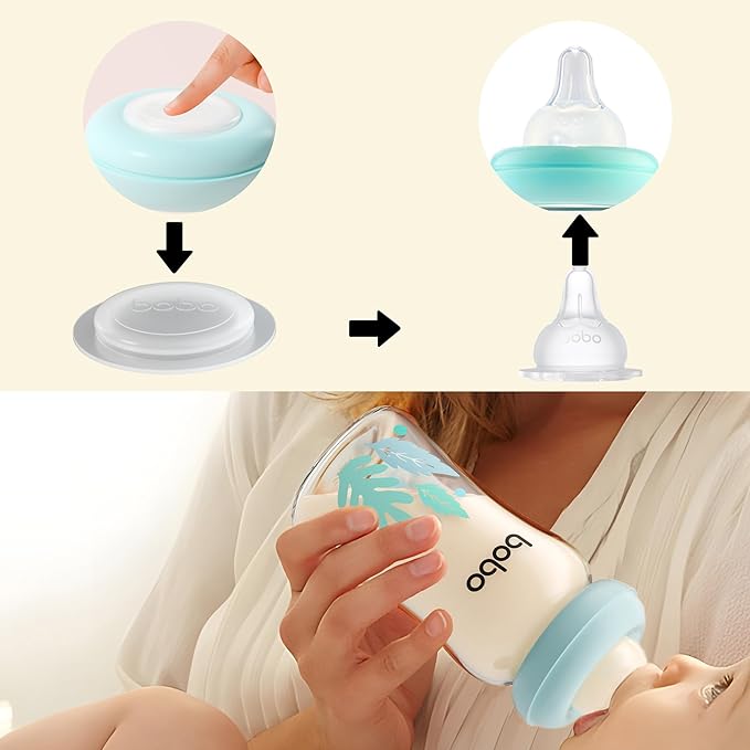 YOHKOH Glass Breast Milk Storage Bottles - 100% Leak-Proof, BPA-Free Breastmilk Storage Containers, Freezer & Dishwasher Safe, Ideal for Nursing Mothers (Blue, 5.4oz (Pack of 6))