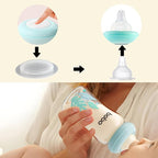 YOHKOH Glass Breast Milk Storage Bottles - 100% Leak-Proof, BPA-Free Breastmilk Storage Containers, Freezer & Dishwasher Safe, Ideal for Nursing Mothers (Blue, 5.4oz (Pack of 4))