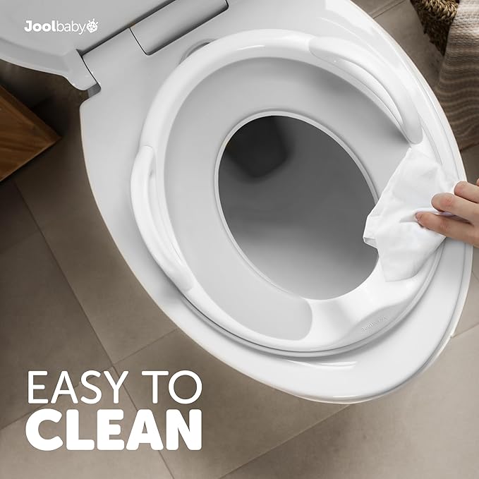 Jool Baby Potty Training Seat for Boys and Girls With Handles, Fits Round & Oval Toilets, Non-Slip with Splash Guard, Includes Free Storage Hook (Gray)