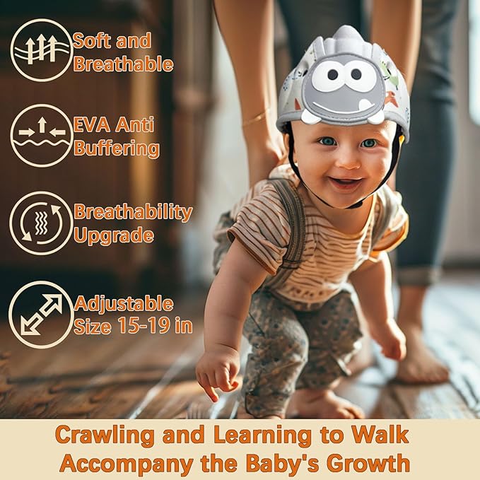 Baby Helmet for Crawing Walking,Soft Infant Safety Helmet,Baby Helmet 1-2 Years for Anti-Fall Head Protector,Adjustable, Breathable
