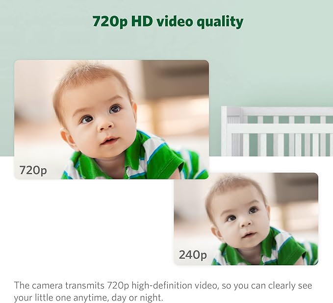 LeapFrog LF915HD Baby Monitor, 5” 720p Screen, 360° Pan & Tilt with 8X Zoom Camera, Color Night Vision, Night Light, Two-Way Intercom, Secure Transmission No WiFi