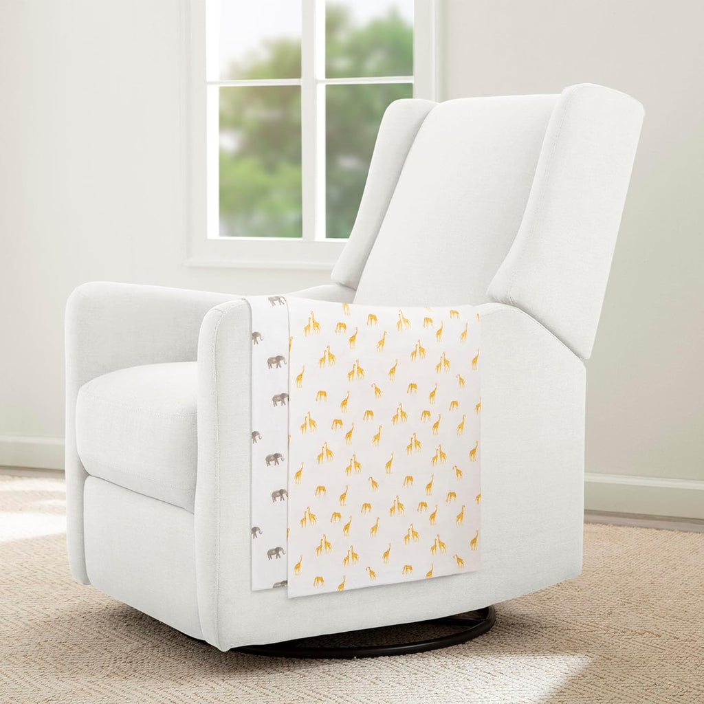 Delta Children 100% Cotton Flannel Baby Receiving Blankets for Girls and Boys – 30x30 Inches (Pack of 2), Safari Friends