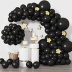RUBFAC Black Balloons for Balloon Arch 129pcs Different Sizes Pack of 18 12 10 5 Inch Garland Kit, Latex Balloons for Halloween Party Decorations Birthday Wedding Decor