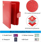 Melsbrinna Rfid Passport Holder for Travel women/Men, Cute Passport Wallet Rfid Blocking Card Slots, Rfid Passport Cover/CaseTravel Wallet, Passport Book Holder (1, Red2)