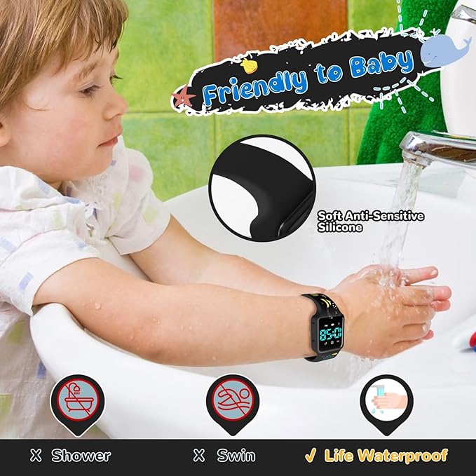 Potty Training Watch for Toddlers with Countdown, Magnetic Charging, Flashing Lights, Fun Music or Vibration Alerts - Waterproof Interactive Toilet Training Reminder for Boys & Girls Ages 2-9