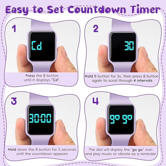 Potty Training Watch for Toddlers & Kids with Countdown, Flashing Lights, Fun Music or Vibration Alerts - Waterproof Interactive Toilet Training Reminder for Boys & Girls Ages 2-9