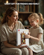 Vintage Pendulum Clock Building Block Set, Stem Toy with Real Clock Function and Linkable Mechanical Pendulum, Unique Home Decoration and Collectible for Adults&Kids 6+