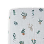 Little Unicorn Premium Crib Sheet | Breathable & Super-Soft Muslin Fabric (Prickle Pots)