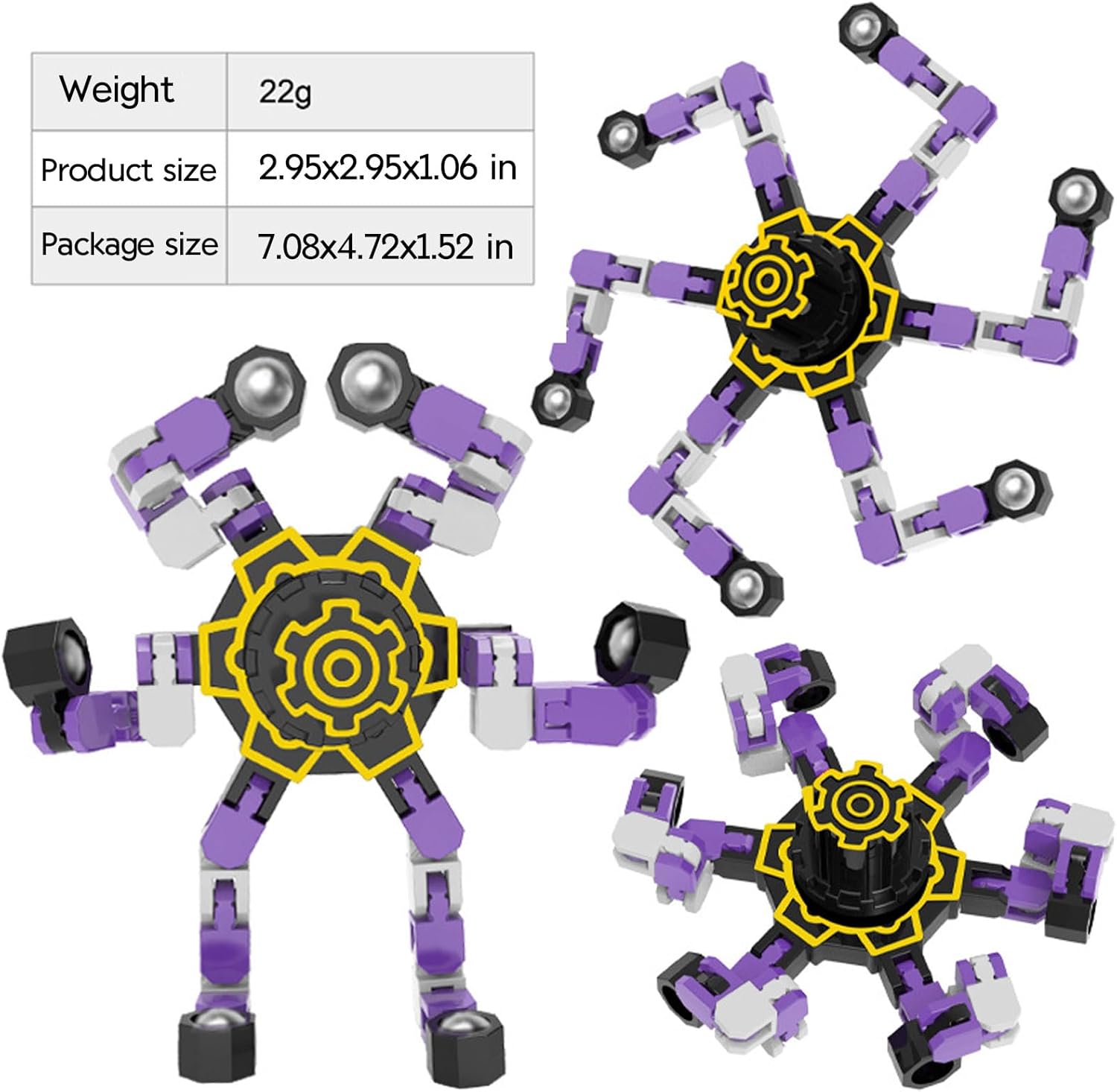 Transformable Fidget Spinners 4 Pcs for Kids Adults, Stress Relief Fidget Sensory Toys for Boys and Girls, DIY Fidget Spinners for ADHD Autism Birthday Party Favors, Gifts, Classroom Supplies Prizes