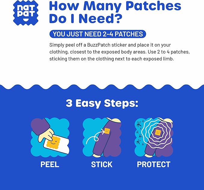 NATPAT BuzzPatch Mosquito Patches for Adults - Plant-Based Mosquito Patches, Non Toxic - The Original All Natural Citronella Essential Oil Insect Patch(40 Pack)