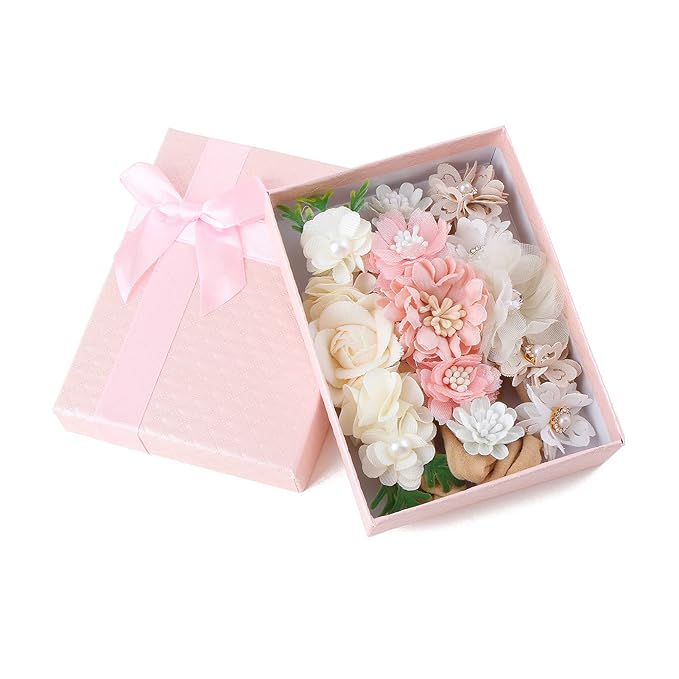 Baby Girl Nylon Headbands Flower Hair Bows Accessories-Elastic Hair Band Crown Handmade FLoral Wraps Birthday Gifts for Girls Newborn Infant Toddler 3Pcs