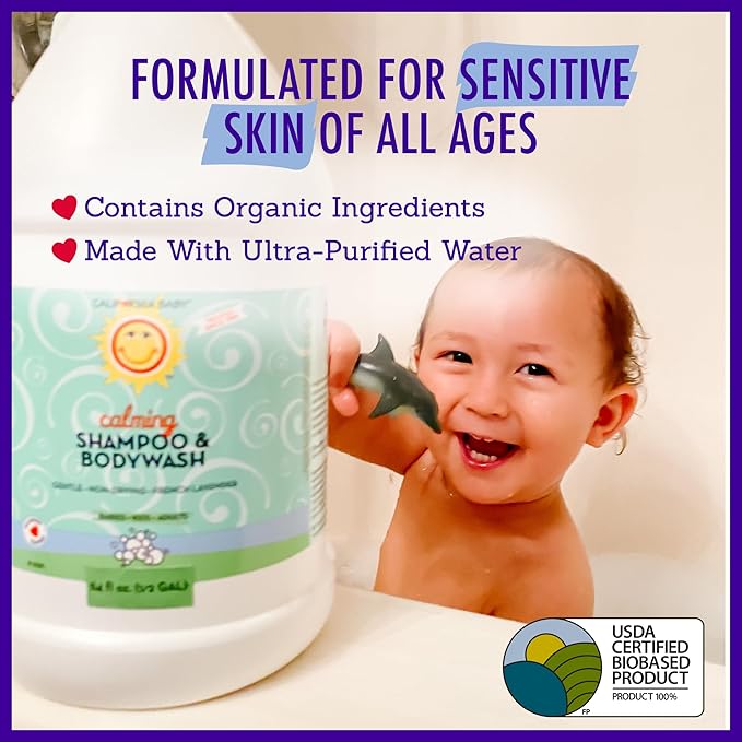 California Baby Calming Baby Shampoo + Baby Wash | 100% Plant-Based | Lavender Body Wash For Sensitive Skin | Hypoallergenic | 562 mL / 19 oz.