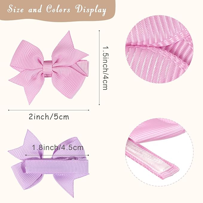 CÉLLOT 50PCS 2inch Baby Hair Clips - Fully Lined Tiny Baby Hair Bows Alligator Clips for Girls Infants Toddlers 25 Colors in Pairs
