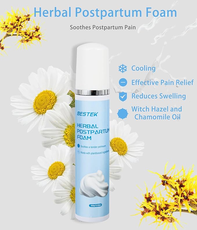 Postpartum Recovery Essentials Kit - Labor Delivery Mom Care Kit - Disposable Postpartum Underwear, Peri Bottle, Postpartum Ice Pack Pads, Reusable Nursing Pads, Herbal Foam, Canvas Bag Set 6 pack