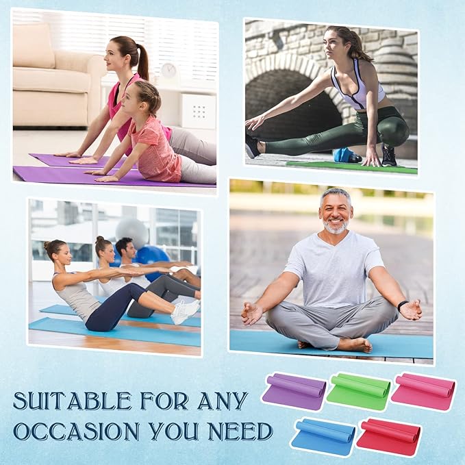 10 Pack Yoga Mats Bulk, 68'' x 24'' x 4mm Thick Yoga Mats for Kids and Adult Gym Mats Bundle Latex Free Exercise Mats with Non Slip Texture for Outdoor Yoga, Pilates or Workout