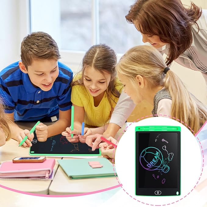 Tinlade 12 Pack LCD Writing Drawing Tablets 8.5 Inch Bulk Colorful Doodle Board Erasable Electronic Painting Drawing Pads Learning Toy Gifts for Kids Boys Girls(Pink, Green, Red, Blue)