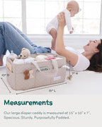 Lily Miles Baby Diaper Caddy Organizer, Quilted Nursery Storage Organizer for Newborn Essentials and Diaper Changing Station, Gift for Baby Shower and Registry Must-Have (Soft Sand)