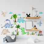 Dinosaur Wall Decals by Lipastick - Peel and Stick Palm Tree Dino Jurassic-Themed Stickers for Baby Nursery, Kids Room, Toddler Bedroom, Playroom, Daycare, Classroom Decor -S Size