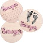 Personalized Birth Announcement Sign, 3D Birth Stat Sign, Newborn Announcement Sign for Hospital, Pregnancy Announcement Photo Prop, Gender Reveal, Birth Footprint (Stat + Footprint + Name Sign)