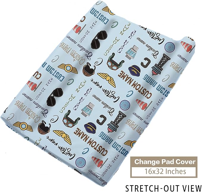 Personalized Baby Crib Bedding Set, Custom Name Blue Glider Theme Nursery Bedding Set 3 Pcs, Baby Blanket Fitted Crib Sheet Changing Pad Cover, Personalized Nursery Decor Gift for Newborns Boys