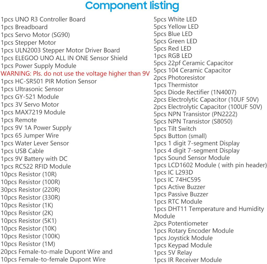 ELEGOO Upgraded UNO R3 Most Complete Starter Kit V2.0 with Tutorials Compatible with Arduino STEM Projects for Teens Adults Robotics & Engineering Kits Science | Coding | Programming Set