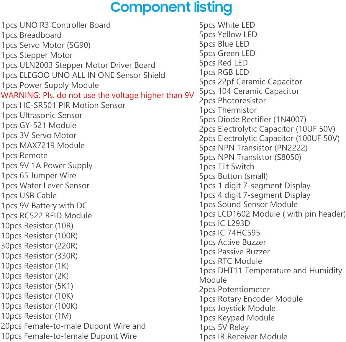ELEGOO Upgraded UNO R3 Most Complete Starter Kit V2.0 with Tutorials Compatible with Arduino STEM Projects for Teens Adults Robotics & Engineering Kits Science | Coding | Programming Set
