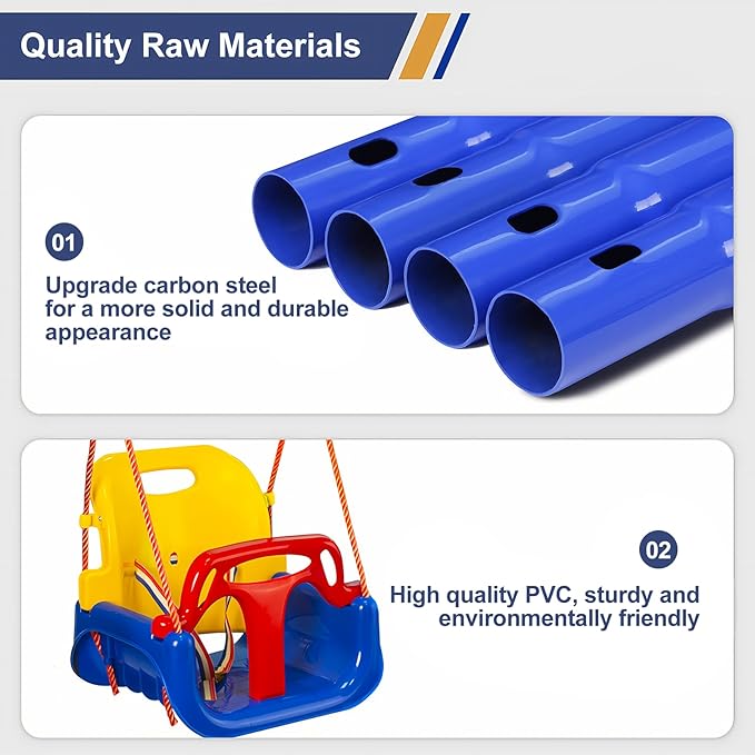 Toddler Swing Set, 3-in-1 Baby Swing Outdoor/Indoor, Toddler Swing&Jumper with Foldable Metal Stand, Baby Swing Outdoor for Aged 6 Months to 10 Years Old