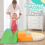 6-Piece Soft PU Leather Toddlers Climbing Toys, Baby Foam Climbing Blocks for Toddlers 3, Indoor Climb and Crawl Activity Play Set, Foam Play Gym Climbing Structures (Orange and Green)