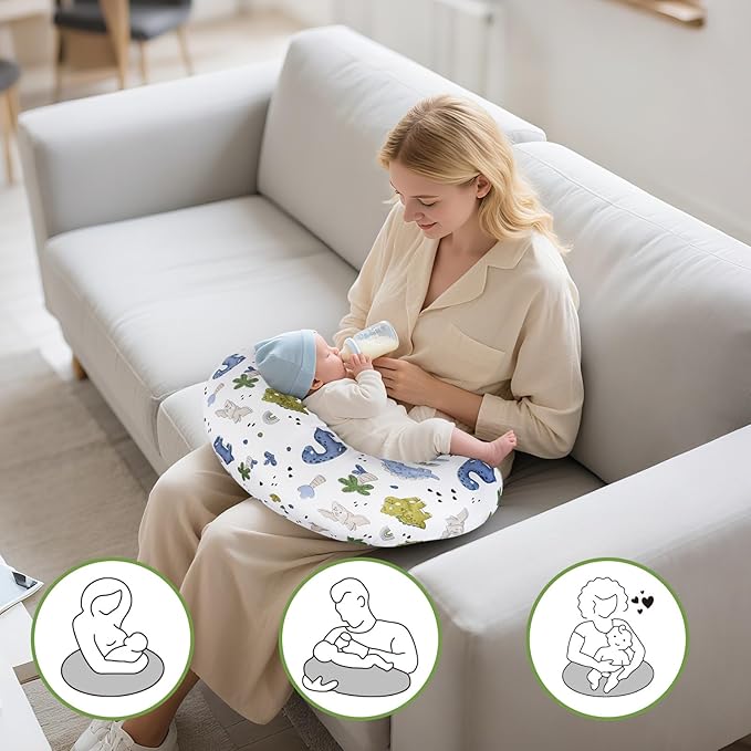 Nursing Pillow Cover – Soft Breathable Cotton, Fits Standard Breastfeeding Pillows, Washable & Hypoallergenic for Newborn Baby Girls & Boys,Cover Only (1 Pcs)