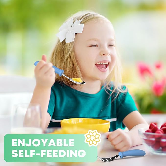 Toddler Utensils, Toddler Forks and Spoons, Baby Utensils Set with Storage Box for Self Feeding Safe, Dishwasher Safe (2 Set with Case)