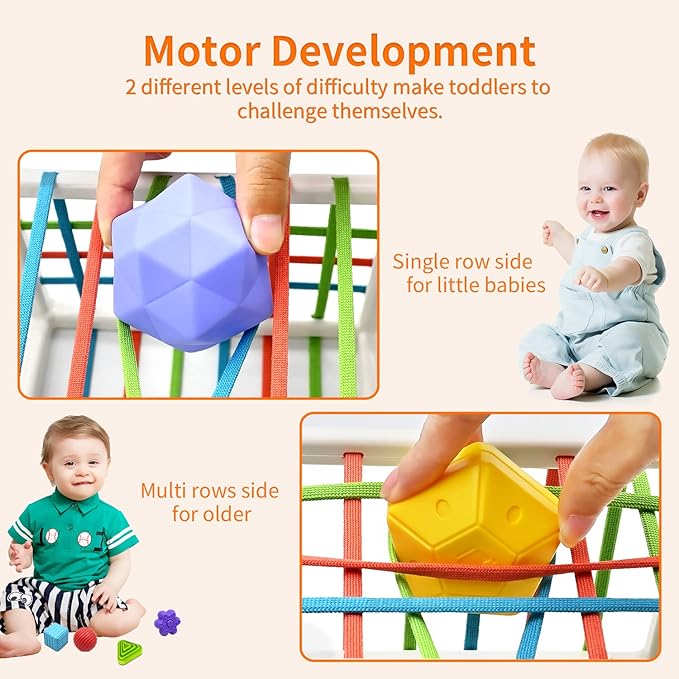 Baby Sensory Activity Toys for 1 Year Old Boy Girl Gifts, Sensory Shape Sorter Cube with Soft Textured Balls for 6 12 18 Months Infants Motor Skills Early Development, Toddlers 1 2 Birthday Gift